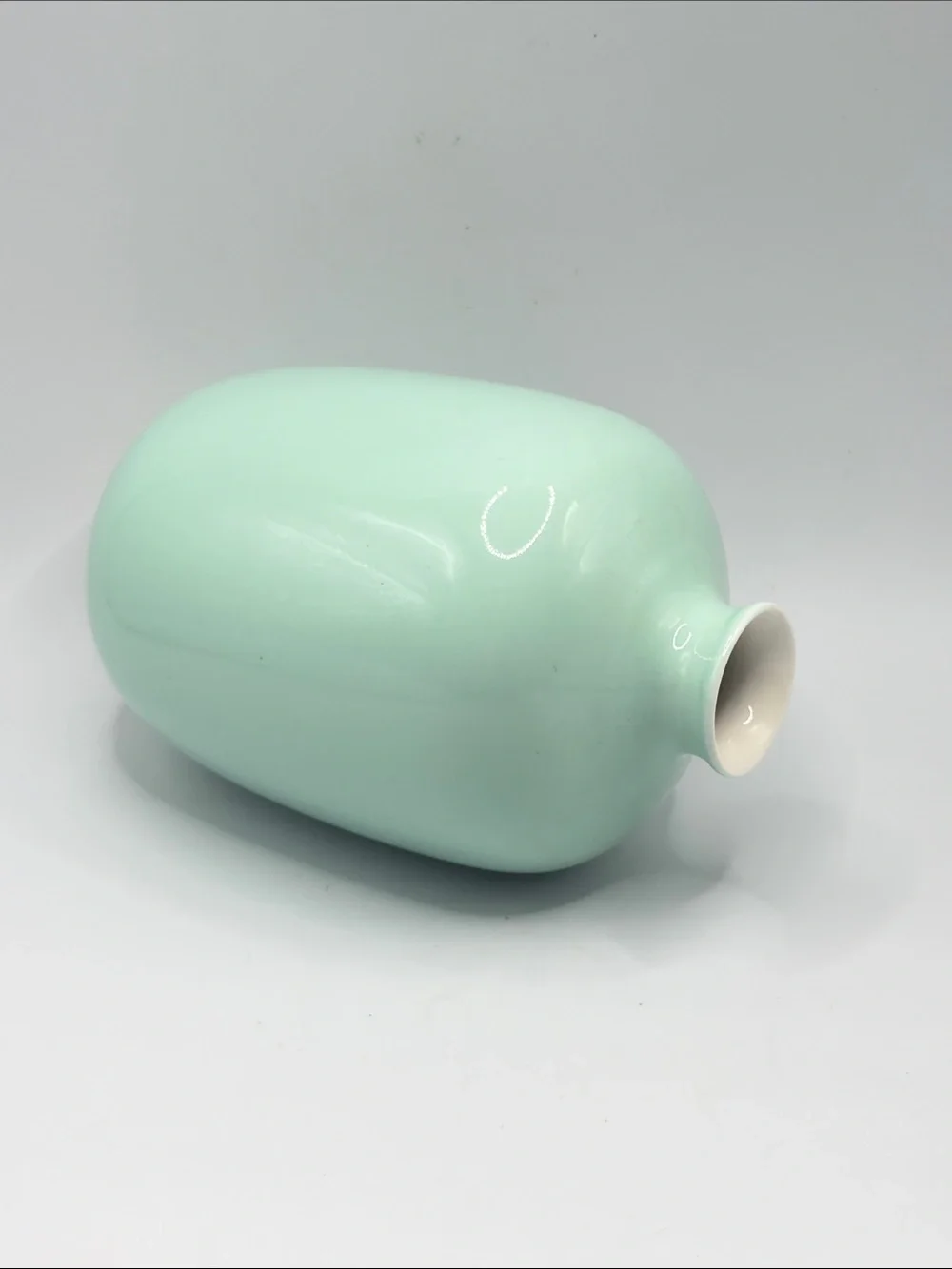Middle Kingdom Inc. MK Celadon Porcelain Plum Vase Vessel Minimalist Home Decor